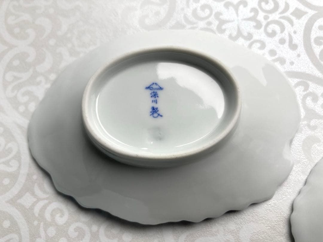 深川製磁　菓子器揃　盛皿　銘々皿　牡丹形