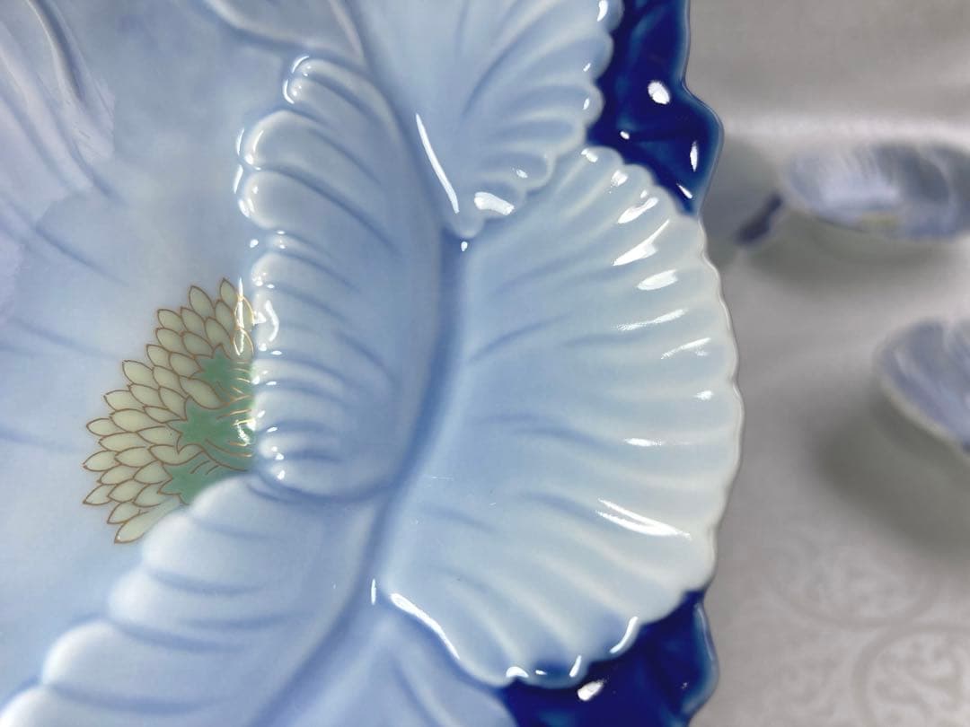 深川製磁　菓子器揃　盛皿　銘々皿　牡丹形