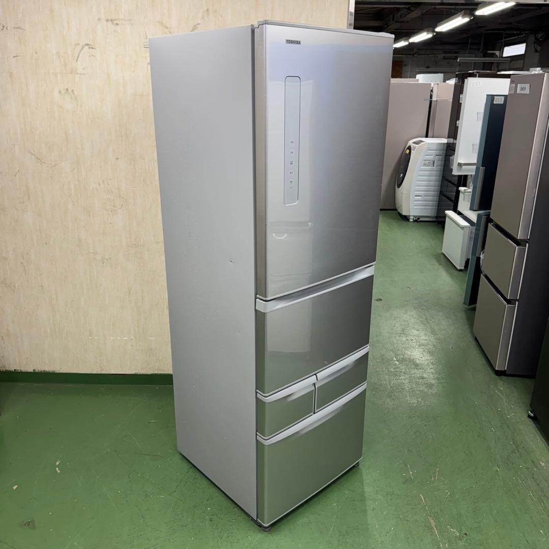 230 東芝 大型冷蔵庫 400L強 右開き 自動製氷 5ドア シルバーカラー