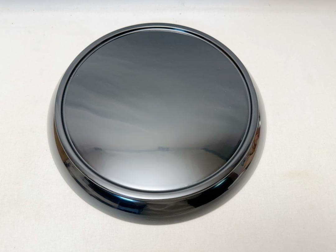 ほぼ未使用 茶道具 木製黒真塗 大円盆 丸盆 圓能斎好 紙箱