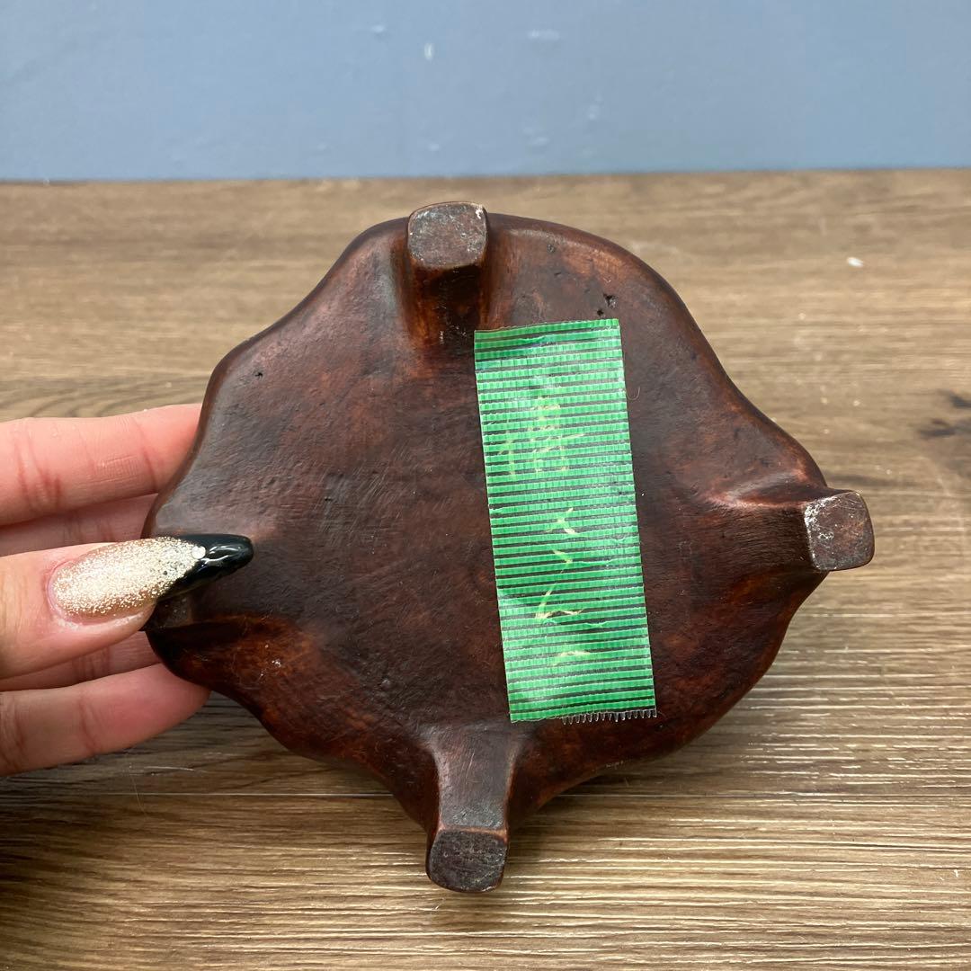 4F 希少 天然 菊花石 観賞石 盆石 水石 木製台座付き 置物 インテリア