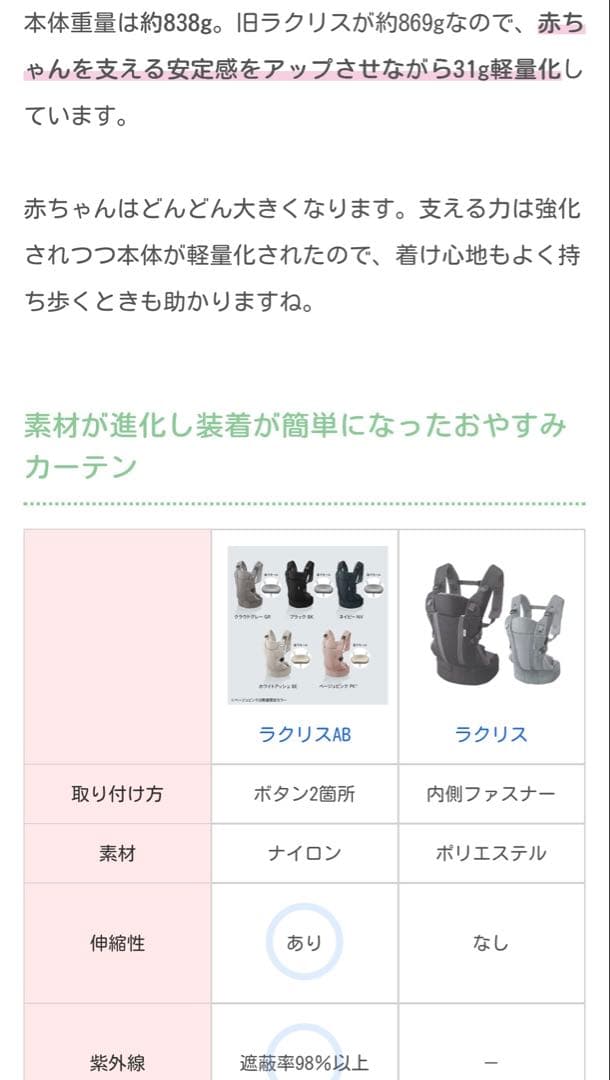 【新品・未開封】2025年最新モデル ラクリスAB ホワイトアッシュ　アップリカ