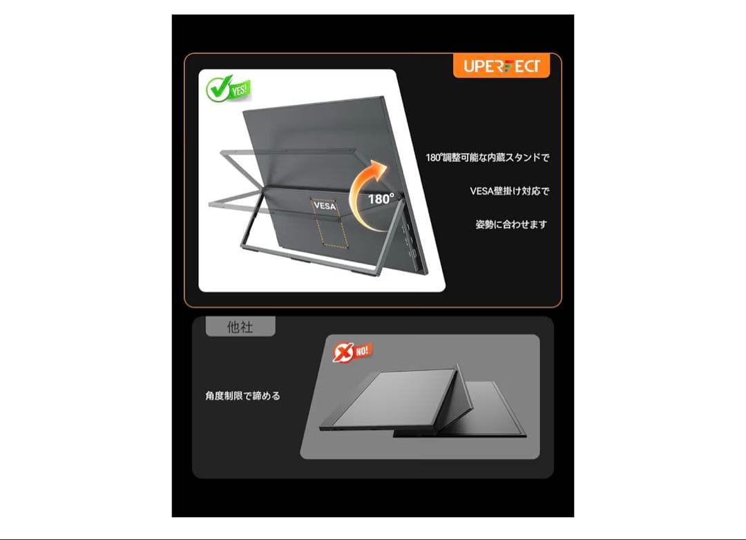 モバイルモニター18.5インチゲーミングモニター収納ケース付き自立型サブモニター