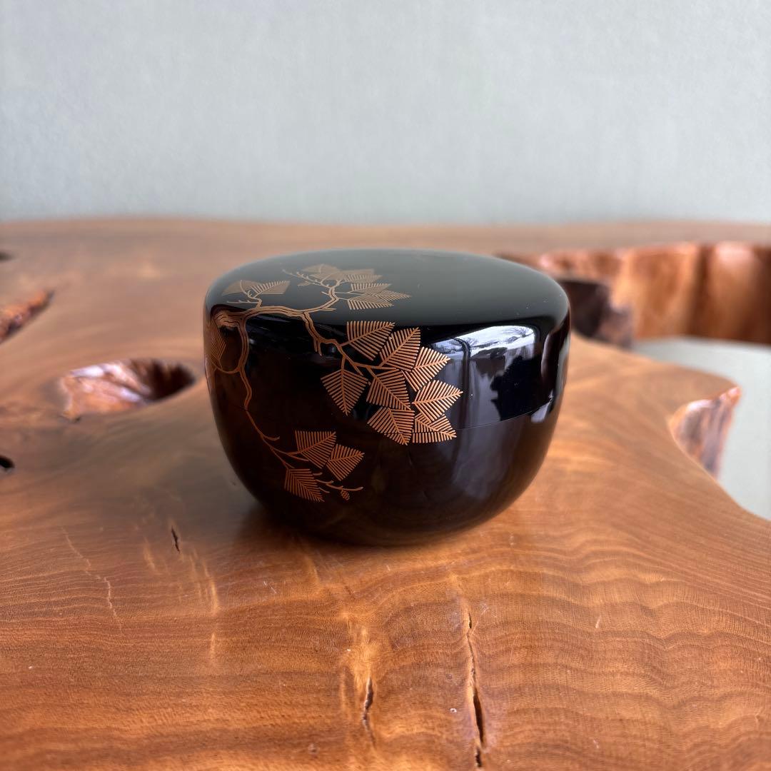 松鶴蒔絵 平棗 金蒔絵 作家物 茶道具 共箱