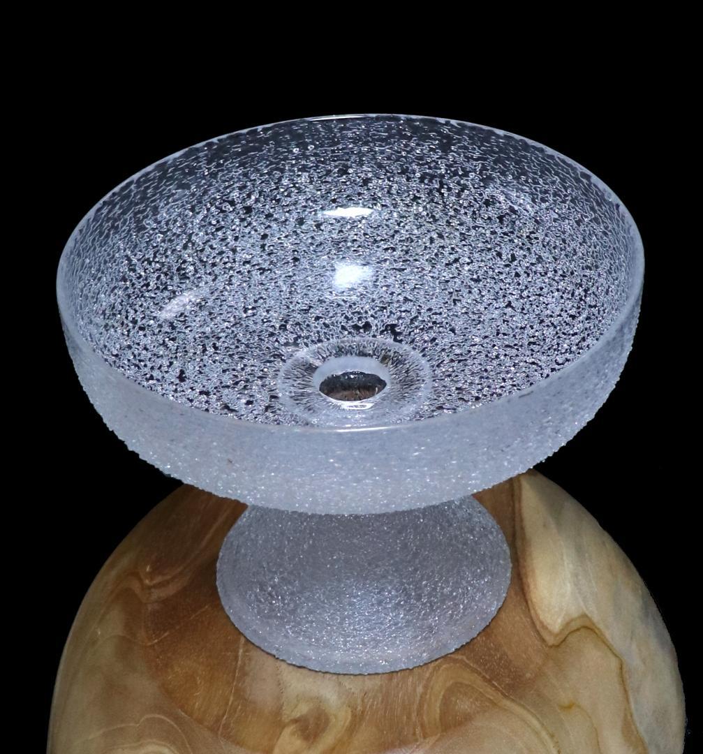 オールド・バカラ 明治大正期 春海商店特注品 大型 氷硝子高台皿 美術器 うつわ