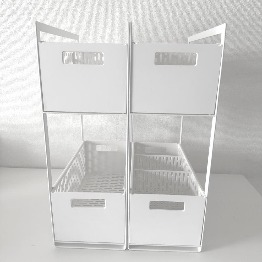 山崎実業 tower シンク下 収納バスケット 2段 ホワイト 2個セット