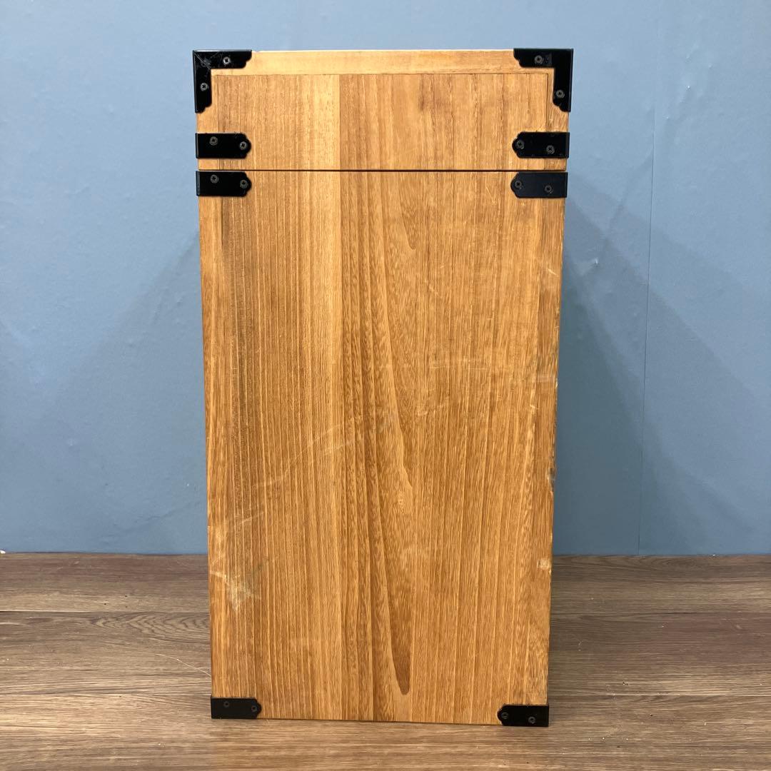 A-4 昭和レトロ 木製 収納ボックス アンティーク 蓋付き ウッドケース