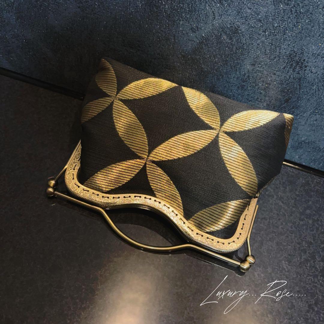 9月新作♡作家物斉藤三才の大迫力の黒金粋なデザイン煌めきお洒落な高級帯地バッグ