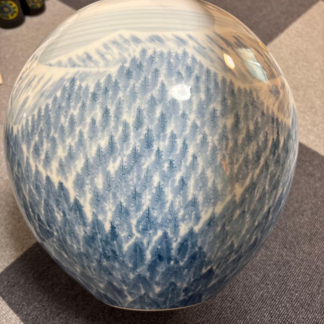 藤井朱明 壺 飾り壺 花器 日展人気作家 有田焼 大き早春 花瓶