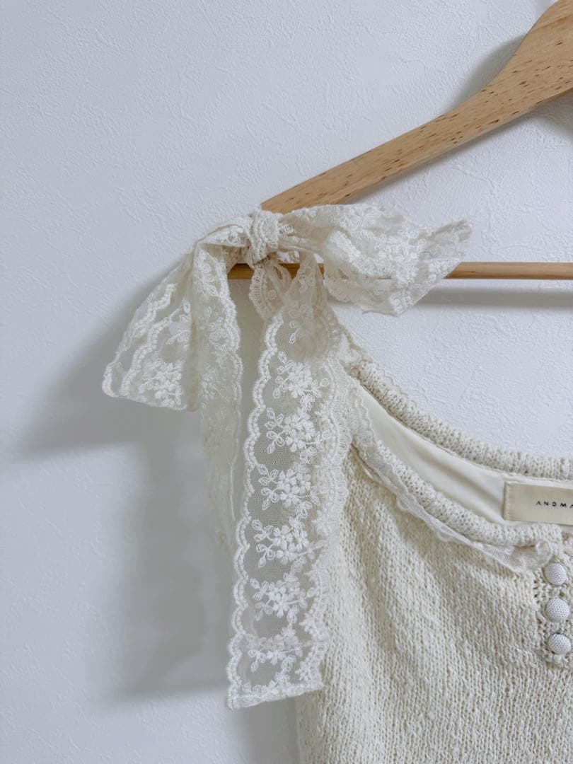 トップス Andmary cotton ribbon tank ivory