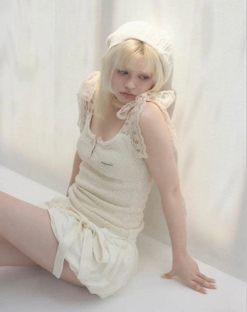 トップス Andmary cotton ribbon tank ivory