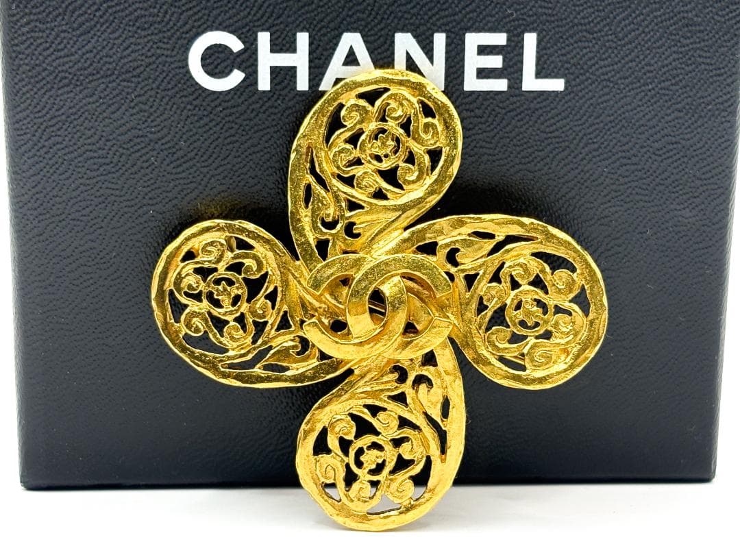 値下品 極美品 シャネル ピンブローチ 95A ゴールド ビンテージ ココマーク