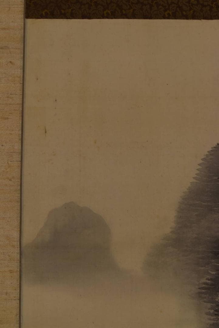 【真作】牧櫻山/山水漁舟画賛/掛軸☆宝船☆Z-962