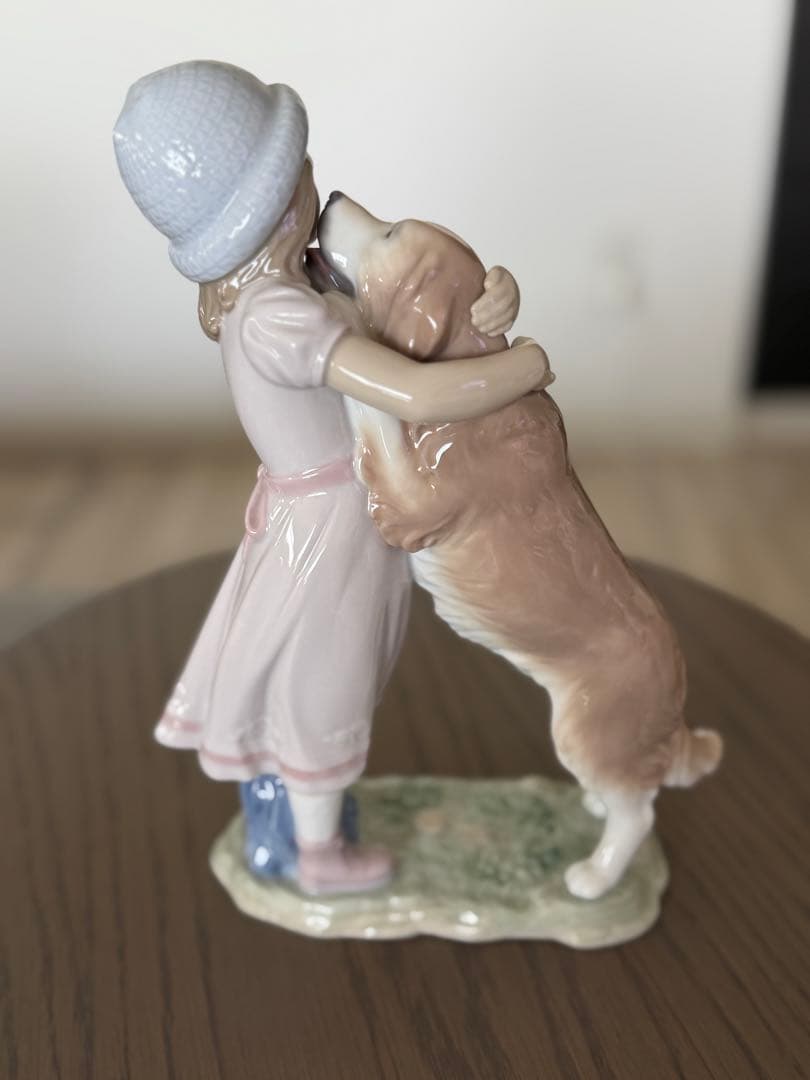 リヤドロLladro 陶器人形 置物　犬と少女 待ってたよ！ 美品