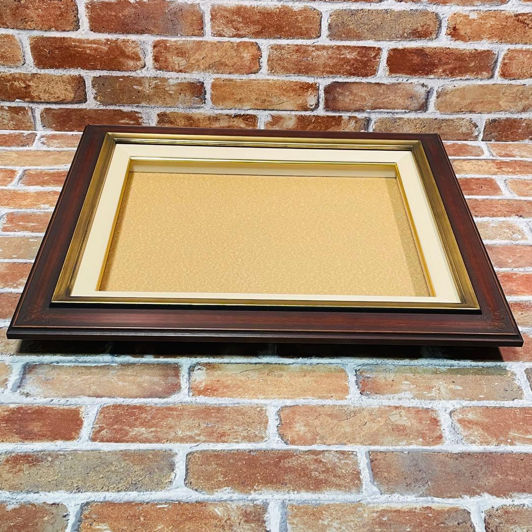 額縁【セピア色】未使用 F6サイズ キャンバス用 ガラス付