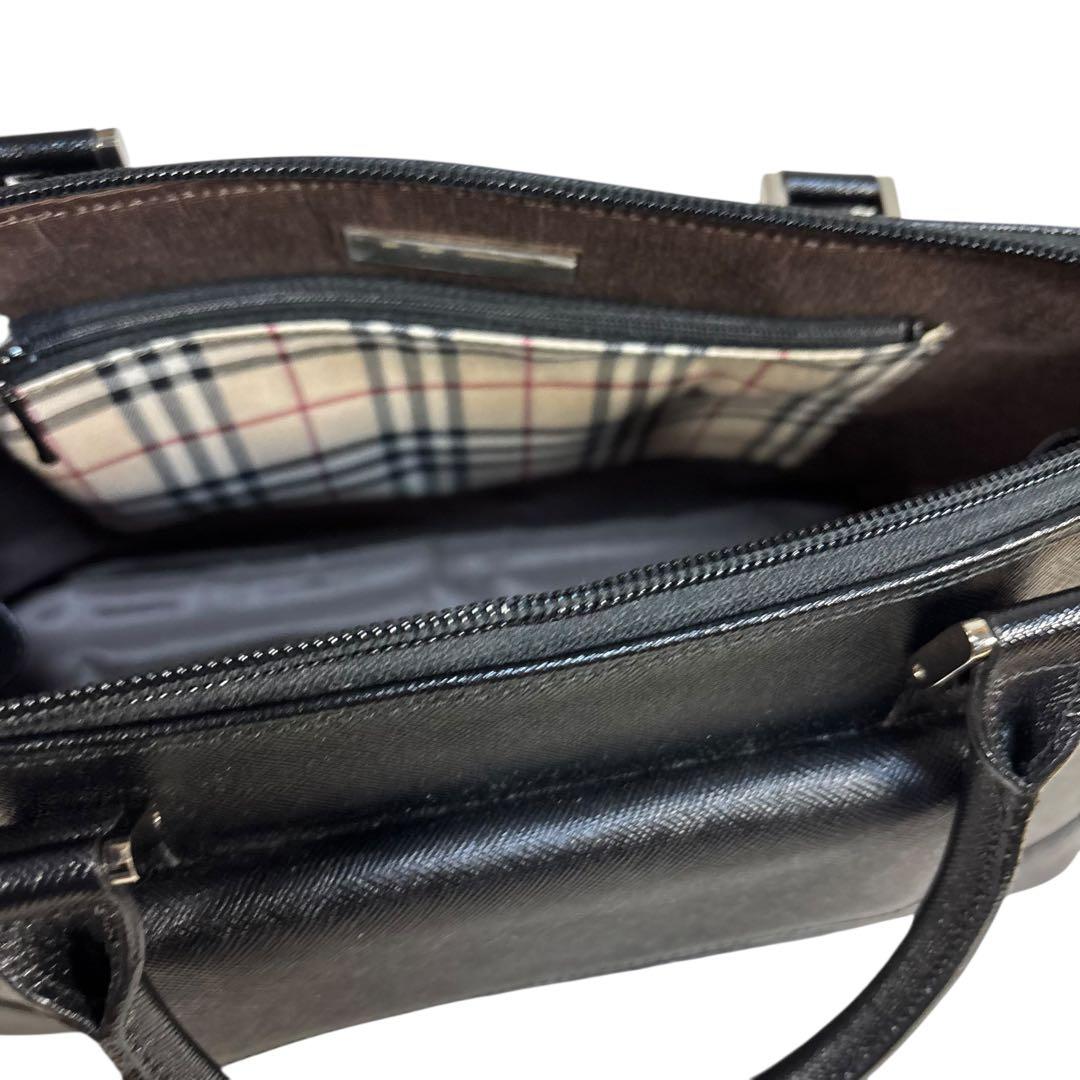 【極美品】希少　BURBERRY サフィアーノ　レザー　ハンドバッグ　ブラック