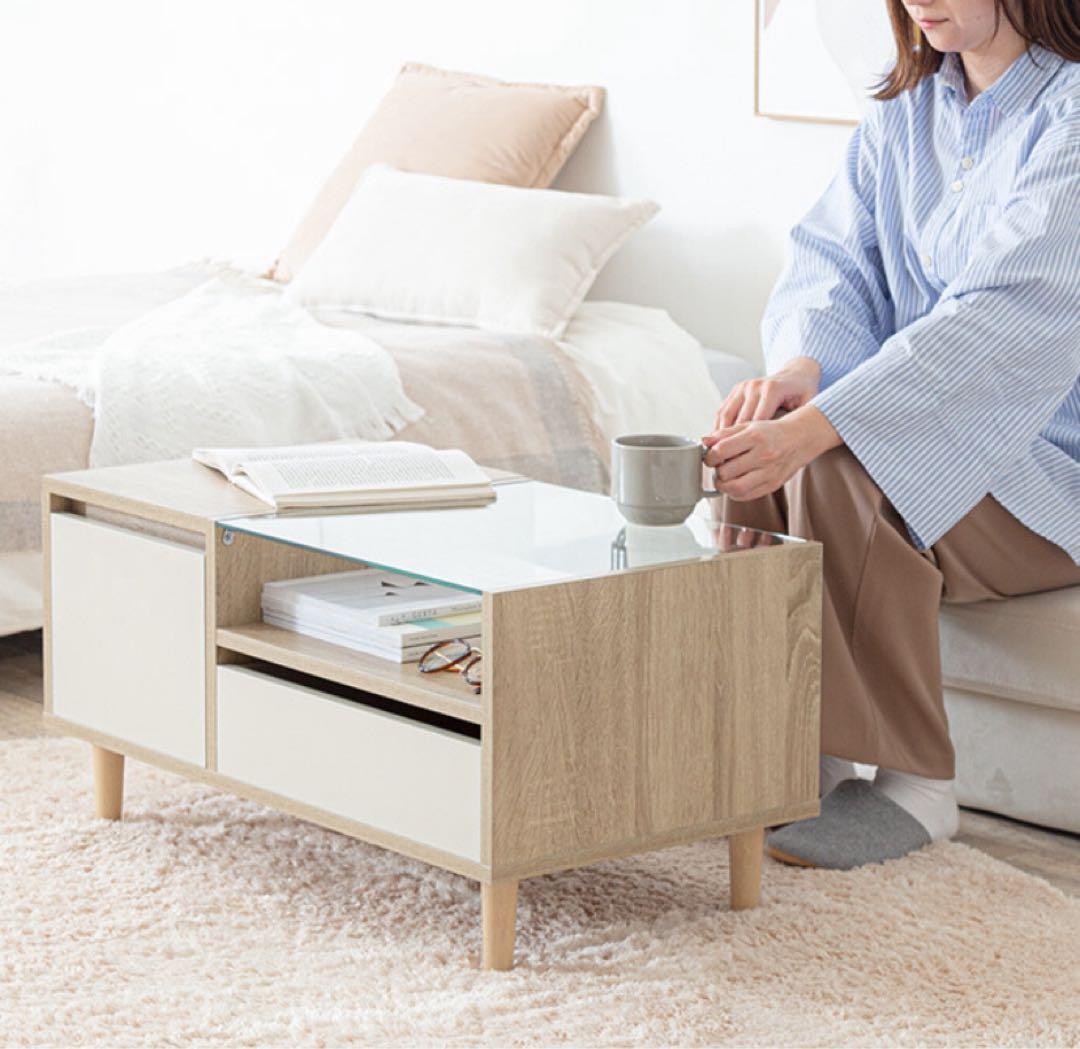 【幅75cm】ドレッサーテーブル 収納付き ディスプレイ収納付き コンパクト