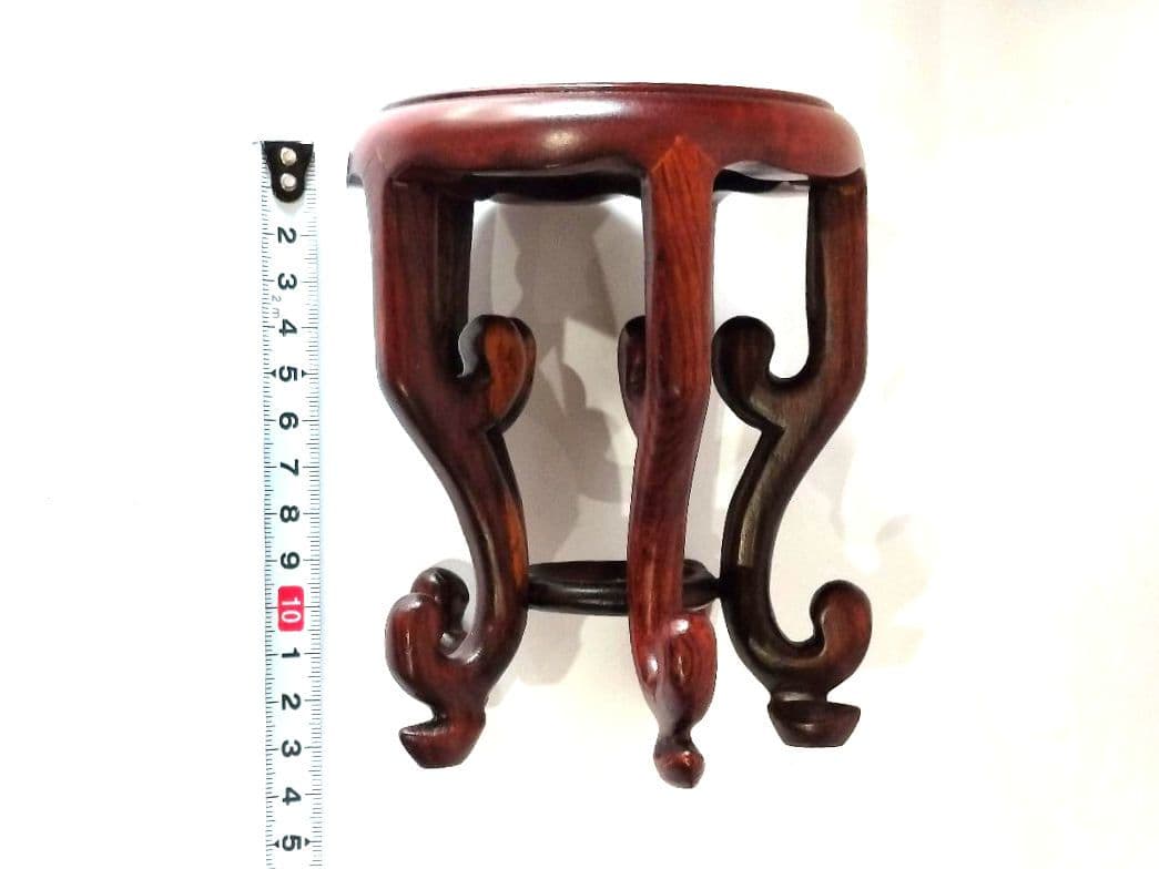 ❤【新品・未使用品含】盆栽卓　3個セット唐木 天然木 円式五足 花台 盆栽台