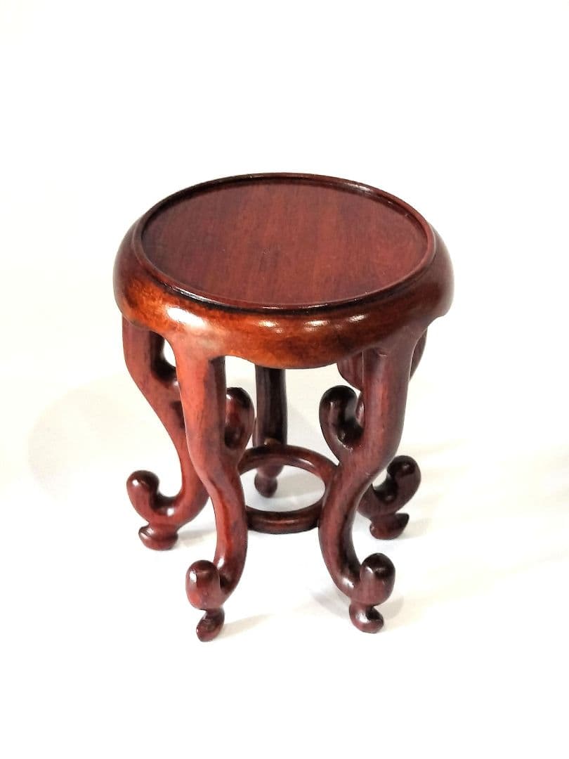 ❤【新品・未使用品含】盆栽卓　3個セット唐木 天然木 円式五足 花台 盆栽台