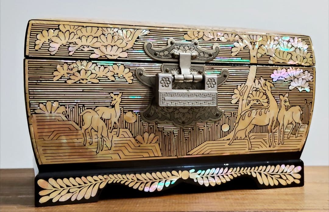 韓国伝統工芸 螺鈿細工 ジュエリーボックス ケース 小物入れ 鶴 宝石箱