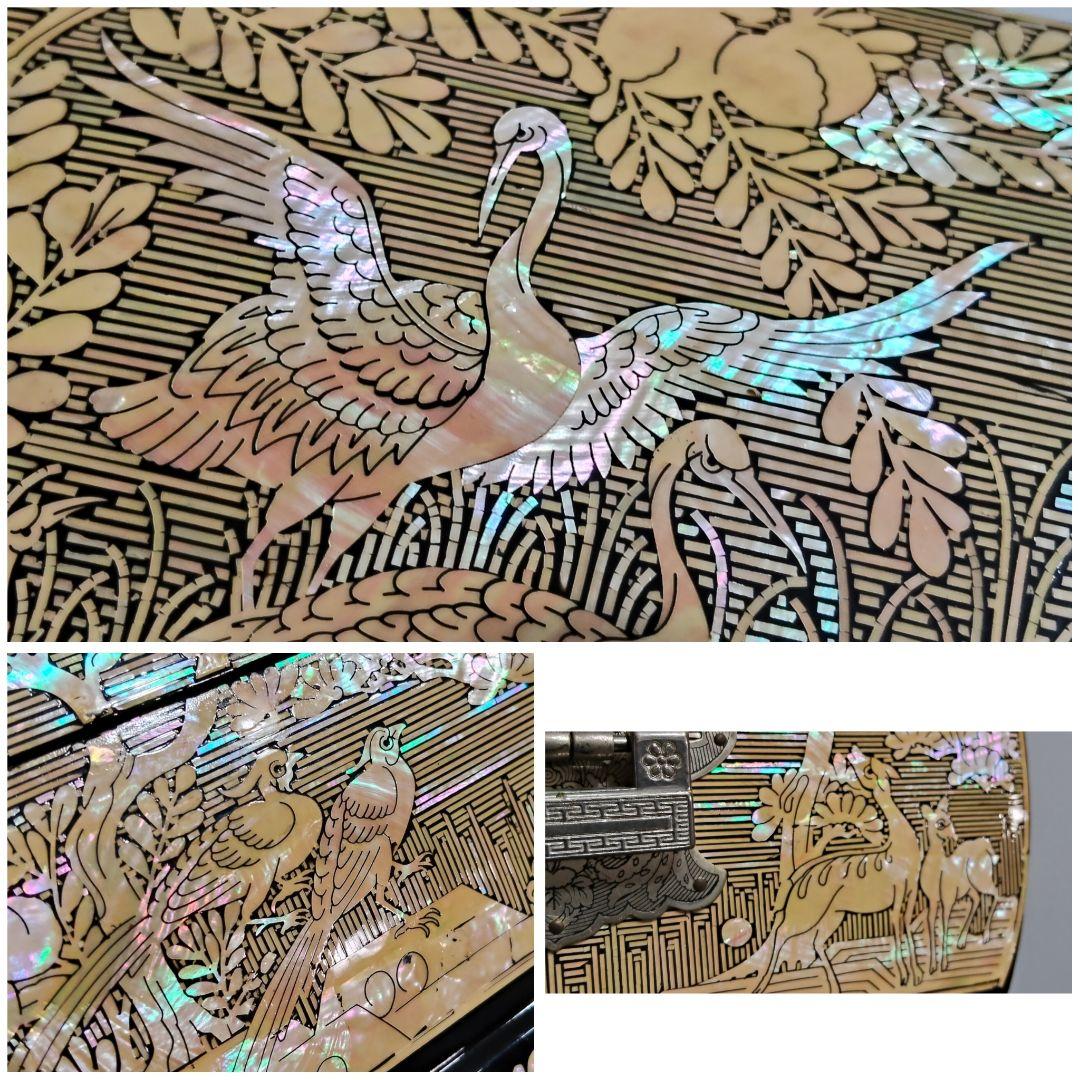 韓国伝統工芸 螺鈿細工 ジュエリーボックス ケース 小物入れ 鶴 宝石箱