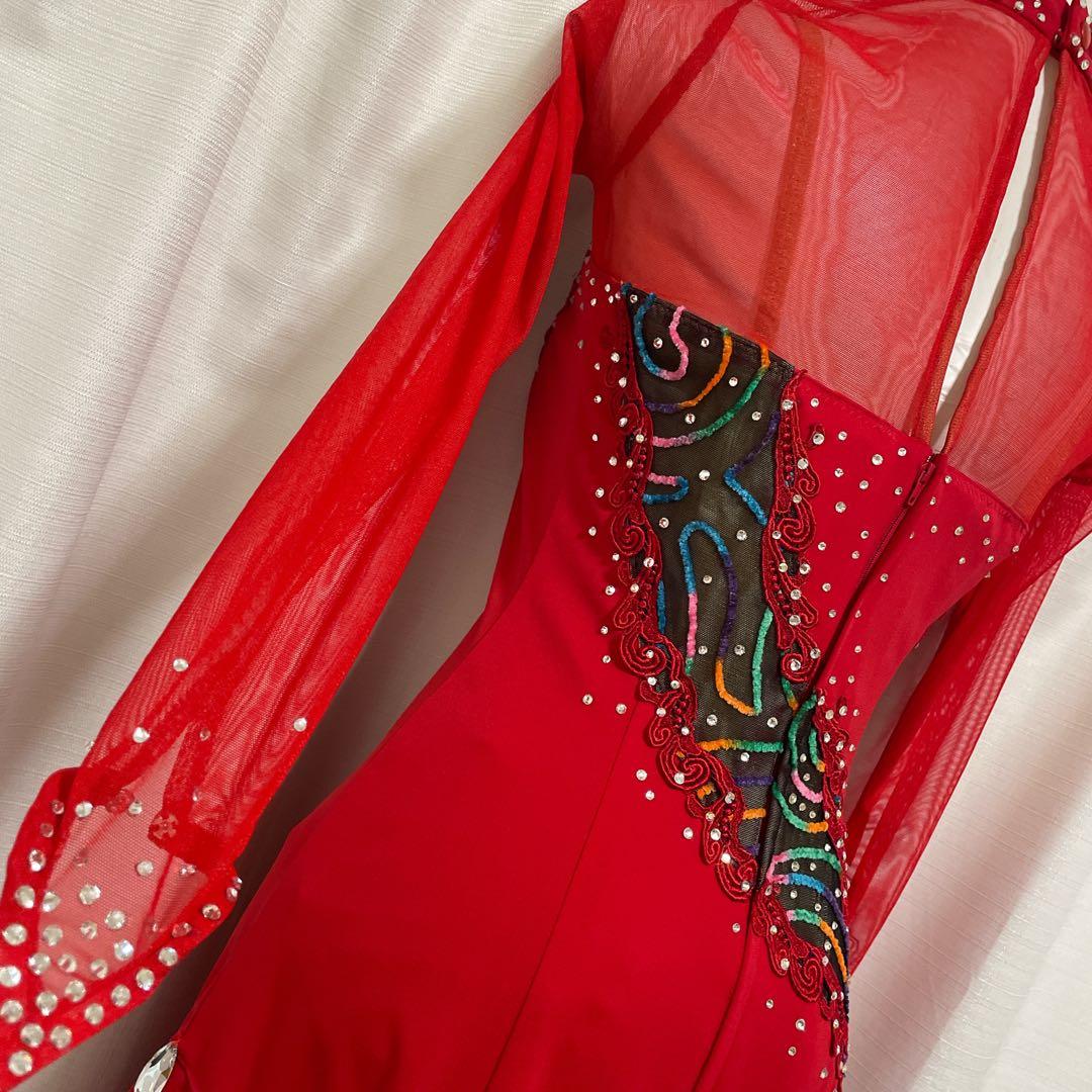 セキネ 7号 ラテンドレス 社交ダンスドレス 赤 デモ 競技ドレス