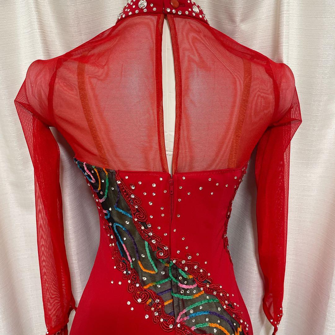 セキネ 7号 ラテンドレス 社交ダンスドレス 赤 デモ 競技ドレス