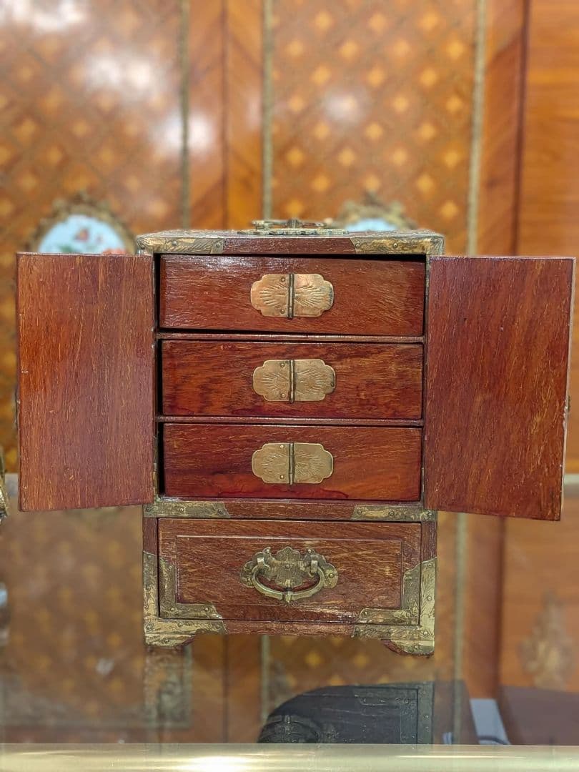 アンティーク 中国 宝石箱 キャビネット 高さ25㎝×横17.5㎝×奥行12㎝