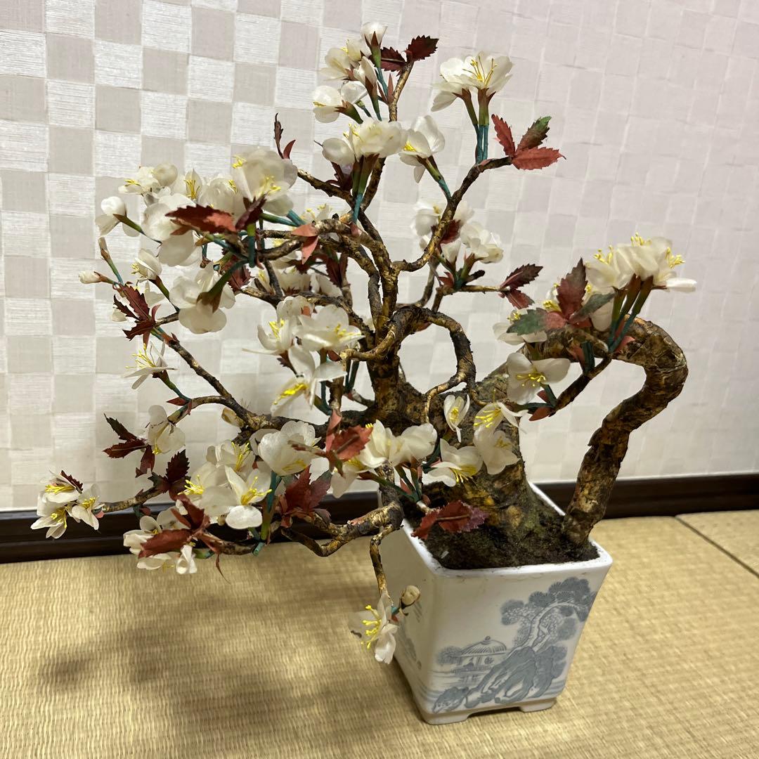 桜の造花 盆栽風アートフラワー 陶器鉢付き