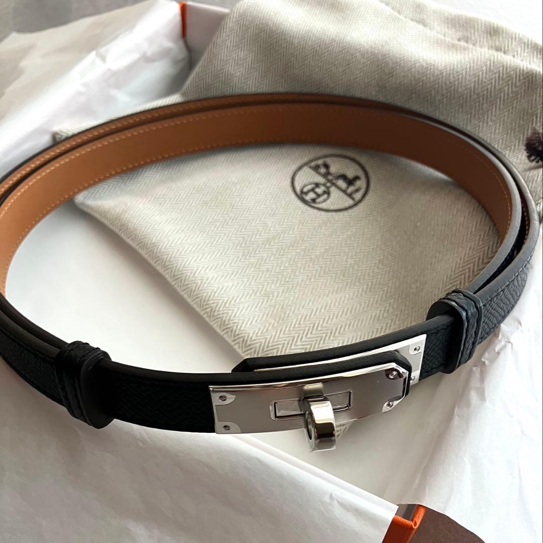 【新品・未使用】エルメス ケリー ベルト 18 ブラック シルバー金具