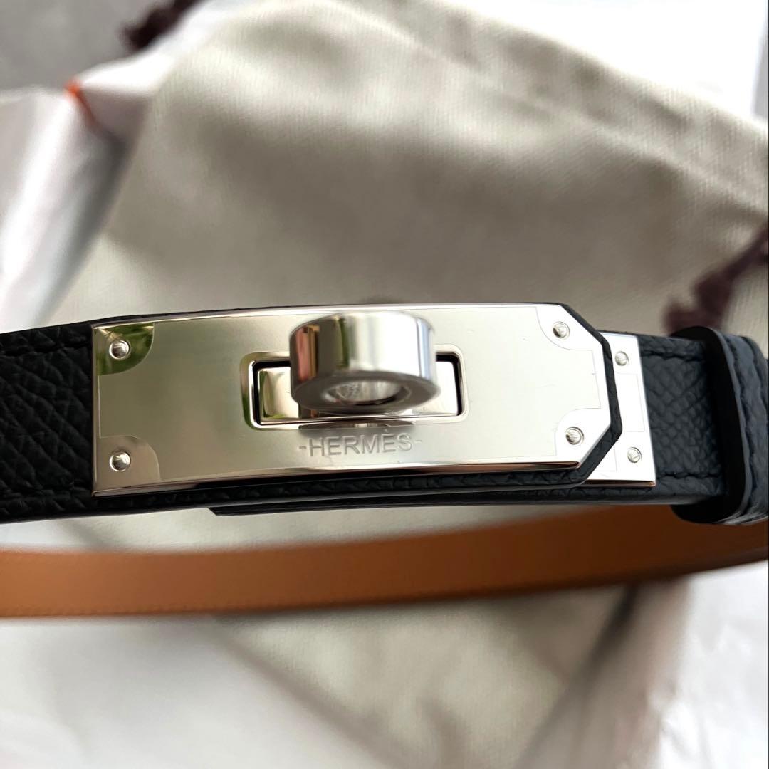 【新品・未使用】エルメス ケリー ベルト 18 ブラック シルバー金具
