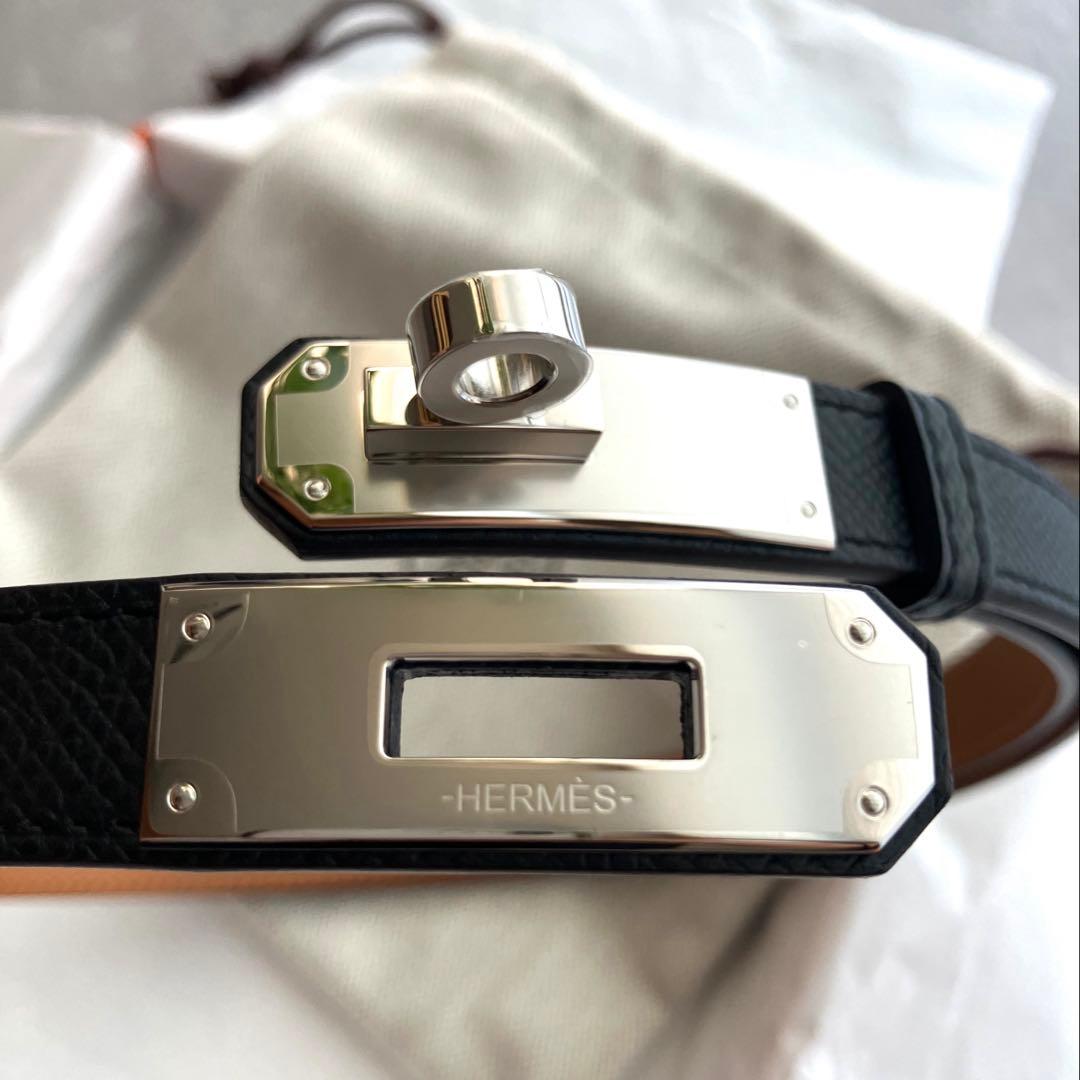 【新品・未使用】エルメス ケリー ベルト 18 ブラック シルバー金具