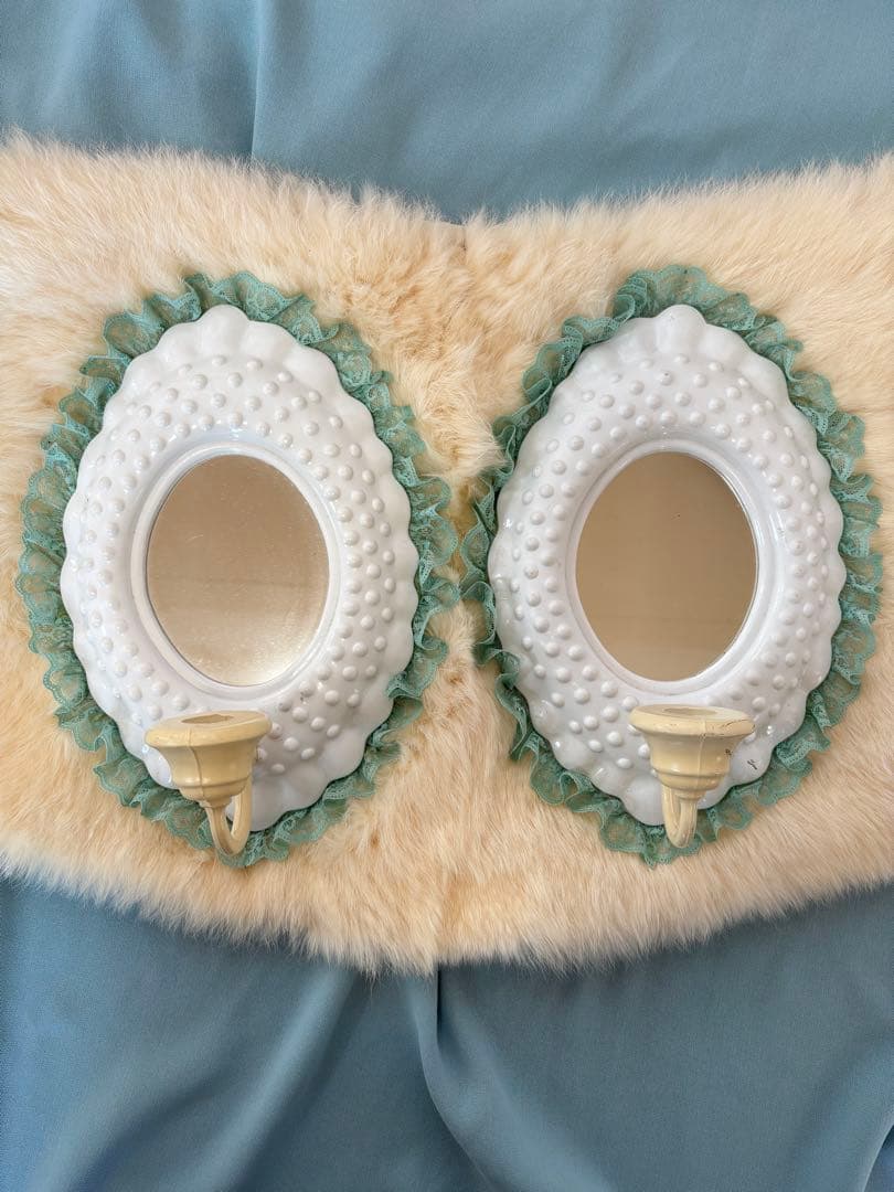 値下げ　ヴィンテージ　オーバル　壁掛け鏡 ミラー　アンティーク60s 70s