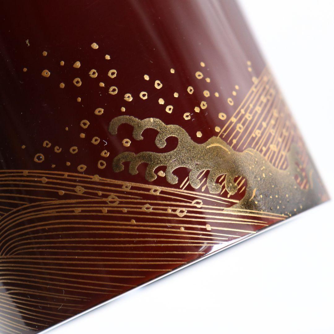 加賀蒔絵師 中村孝也作 波千鳥 寸切 薄茶器 溜塗 茶道具 共箱　V984