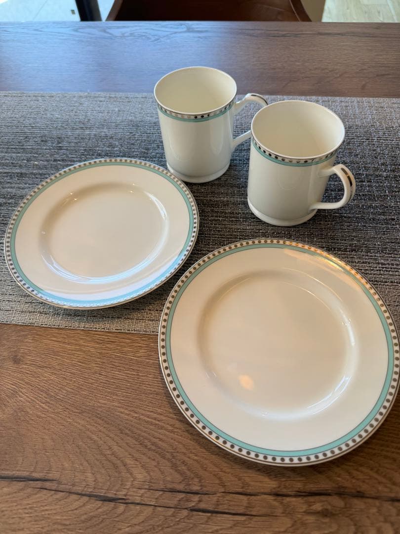 美品　ティファニー　プラチナブルーバンド　プレート&カップ2セット