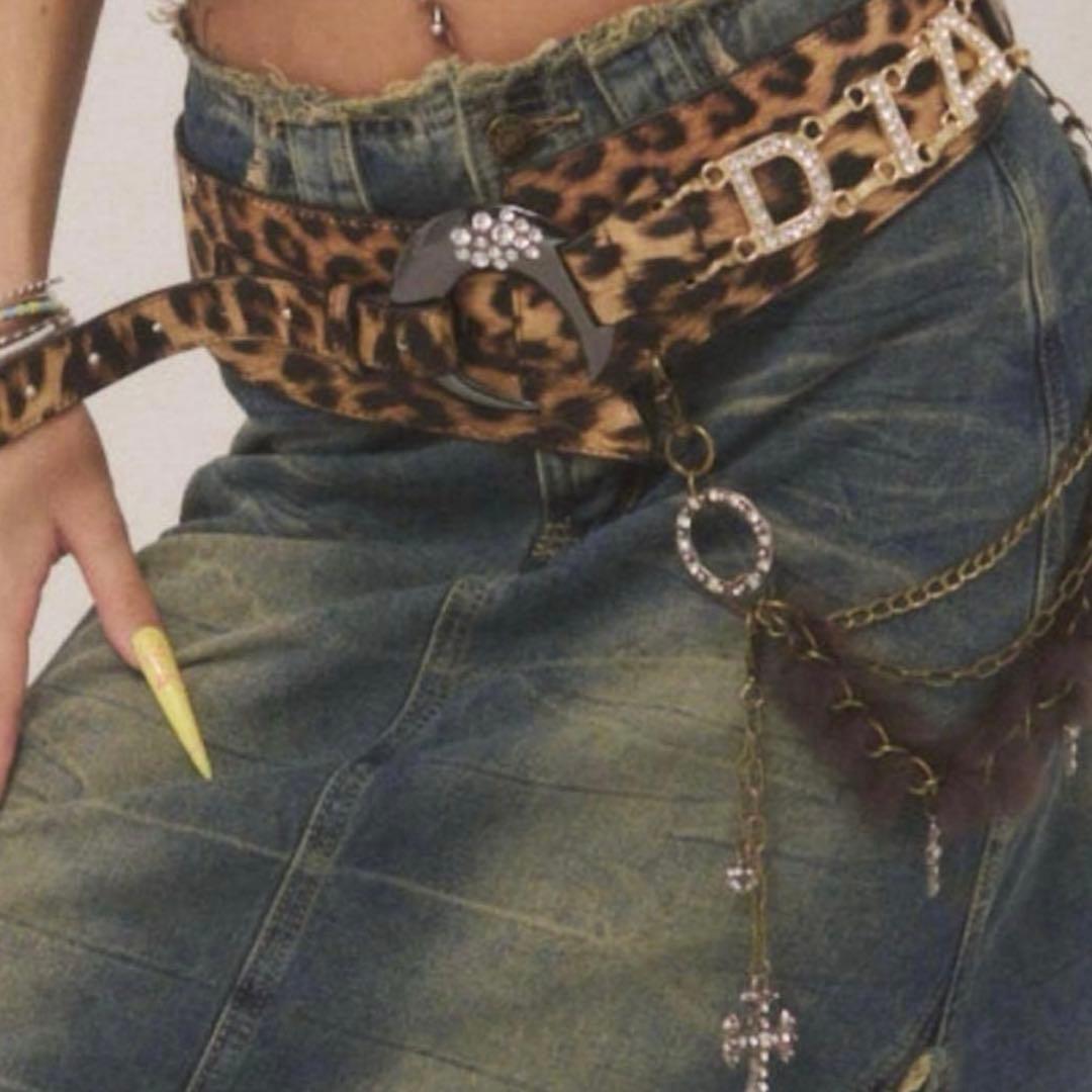 新品 2本セット d.i.a. ダイヤ Y2K ムーンバックルベルト レオパード