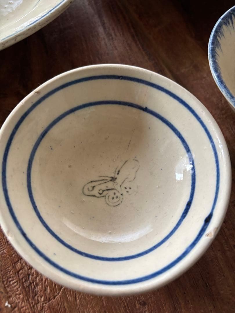 【4枚セット✨】デッドストック　ソンべ焼　ソンべ焼き　中皿　小皿ベトナム