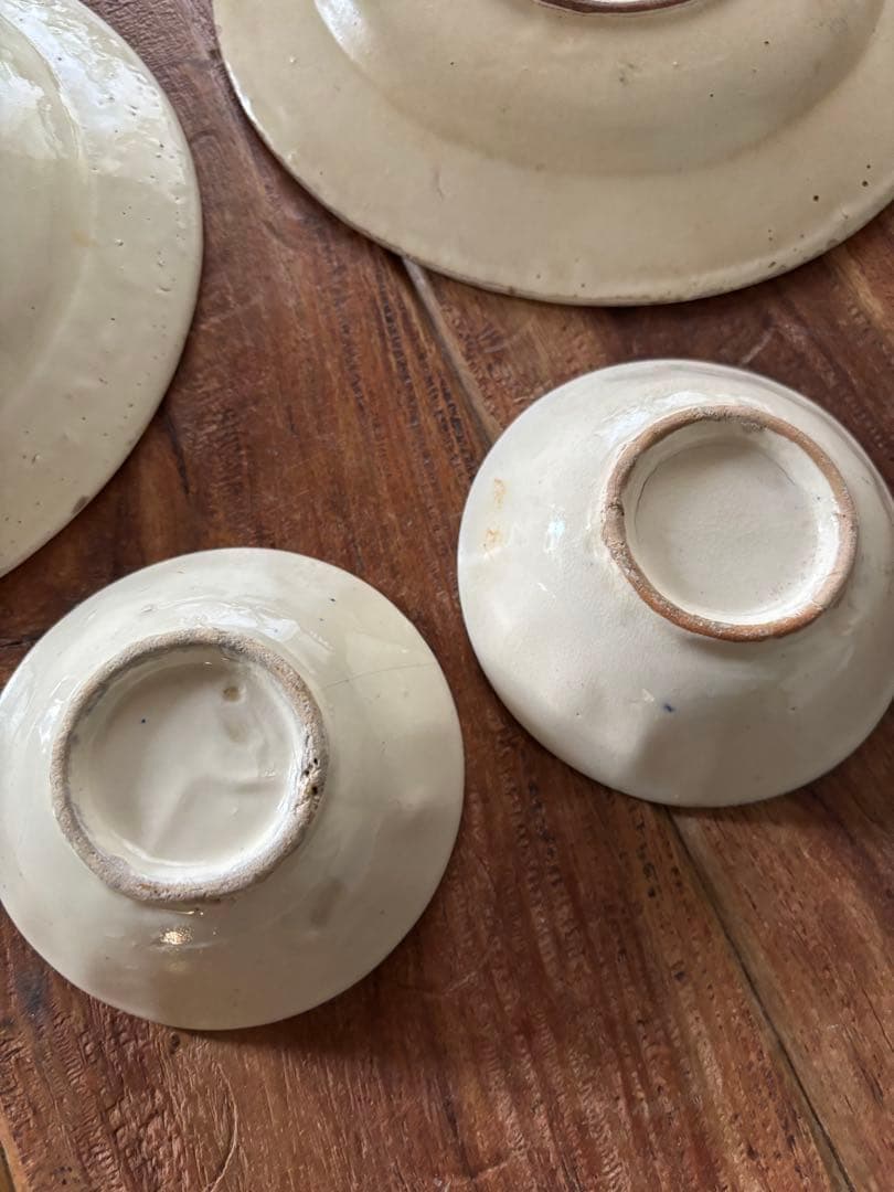 【4枚セット✨】デッドストック　ソンべ焼　ソンべ焼き　中皿　小皿ベトナム