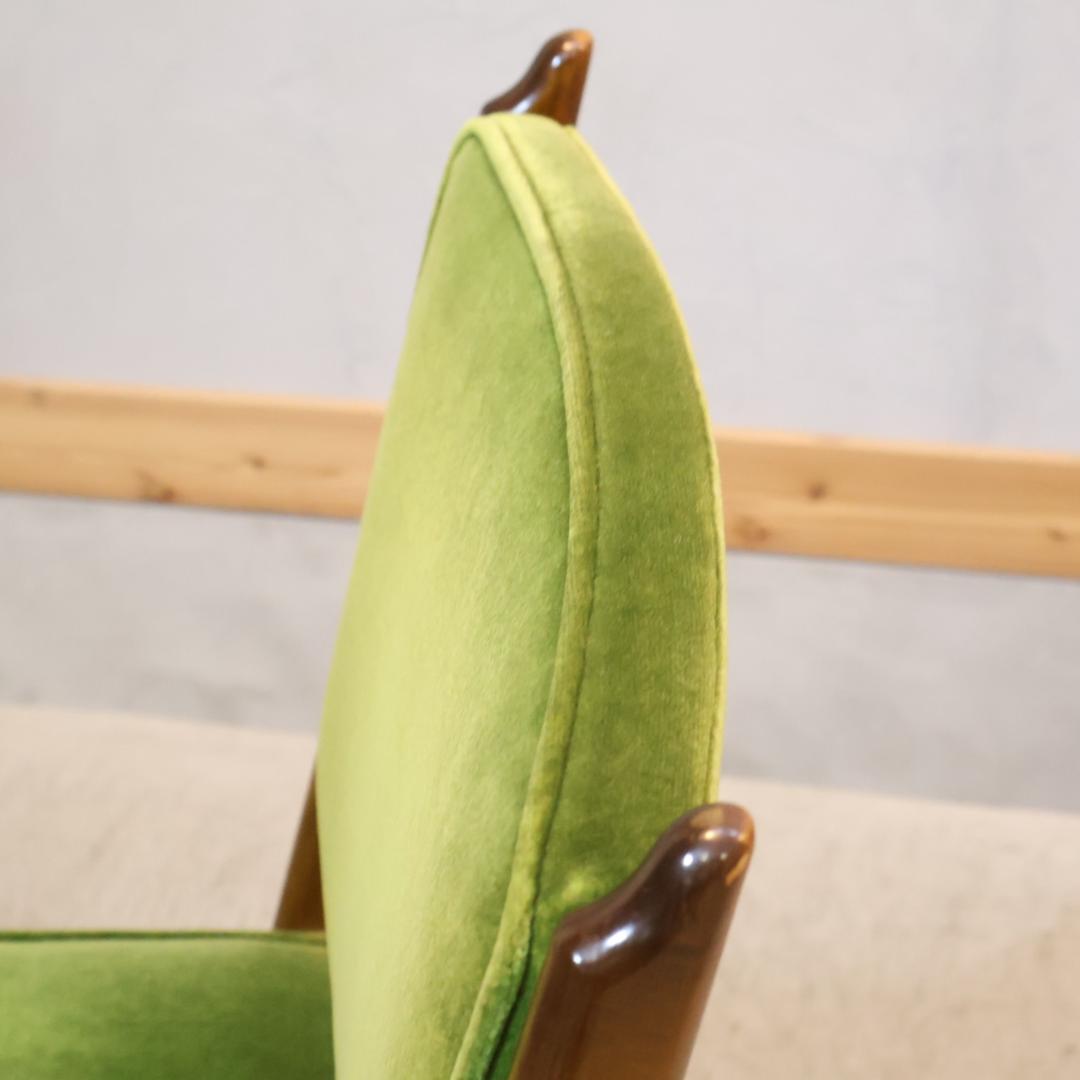 カリモク コロニアル デスクチェア モケットグリーン キャスター デスクチェア