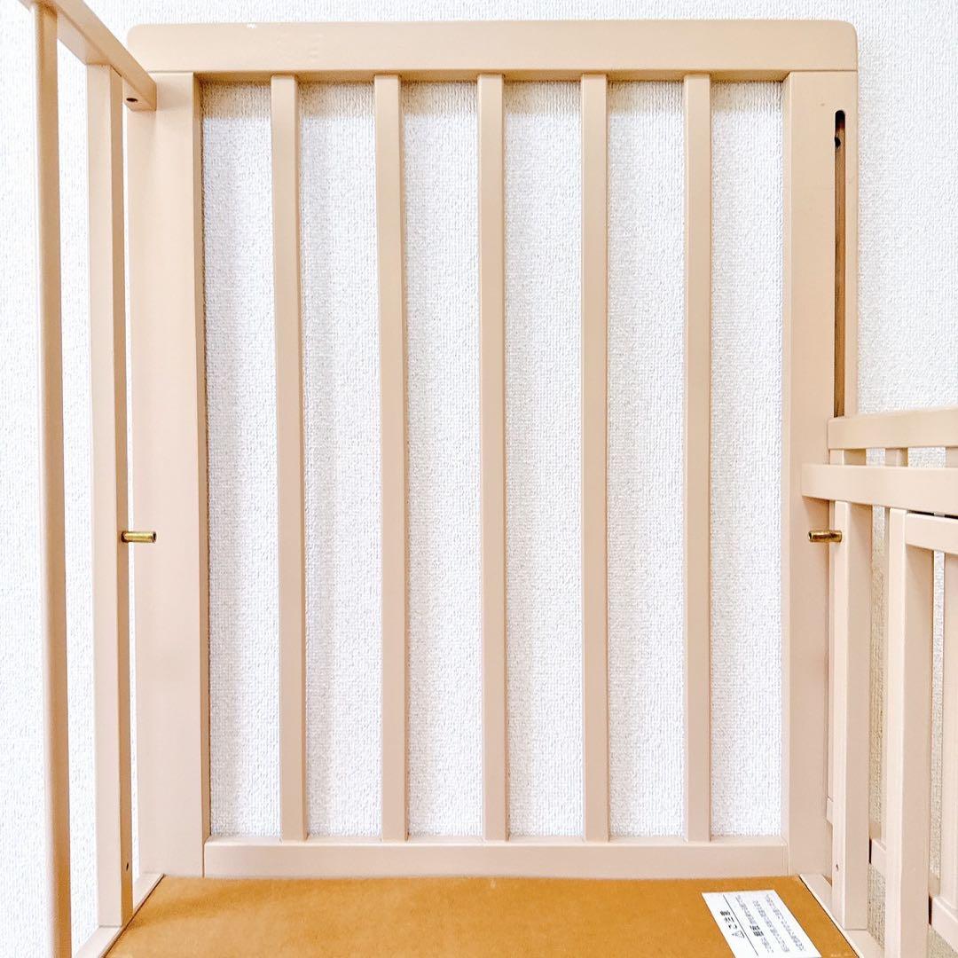 【国産】ミニベビーベッド あわイロ 木製　棚板　収納　スライド　敷きふとん付