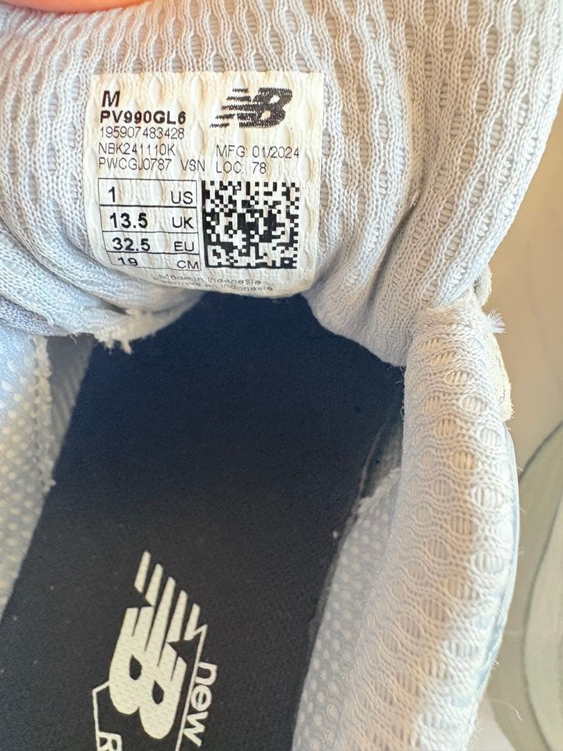 美品 new balance 990 v6 19cm kids m990gl6