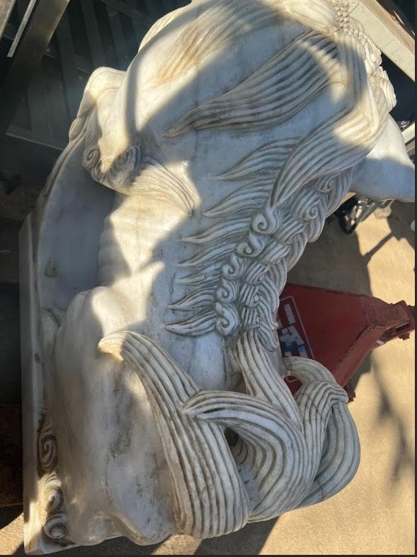 【引取限定】特大 白大理石 獅子 狛犬 2体セット ヴィンテージ 42年物