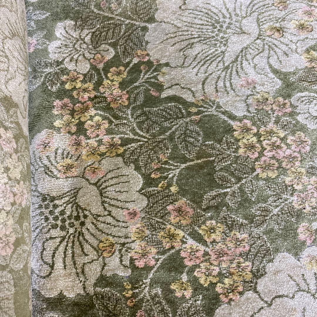 カリモク 金華山シリーズ グリーン 花柄 3Pソファ