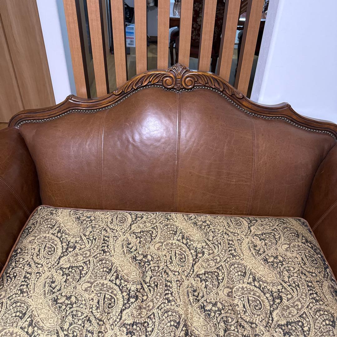 クラシックブラウンレザーソファ2人掛け