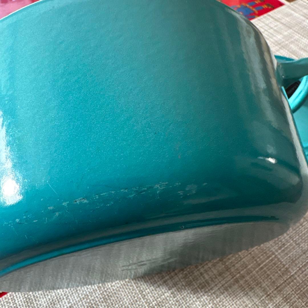 ル・クルーゼ　22㎝　両手鍋　フランス　ターコイズブルー