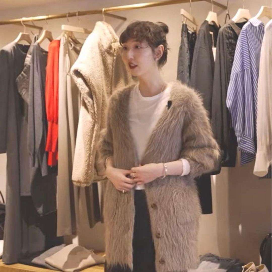 美品カレンソロジーCurensolog アルパカキモウカーディガン　ベージュ