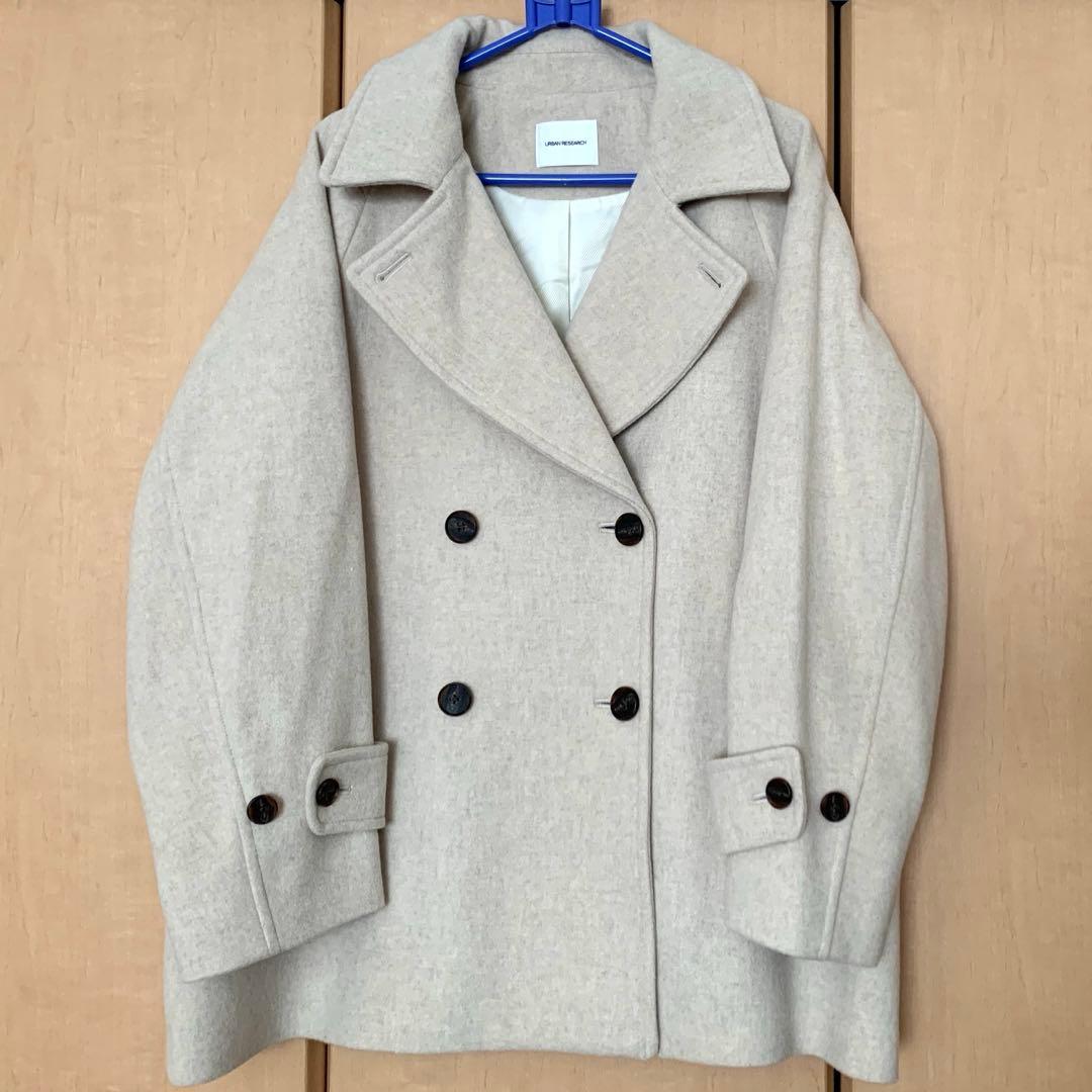 アーバンリサーチ スーパー100メルトンPコート ベージュ