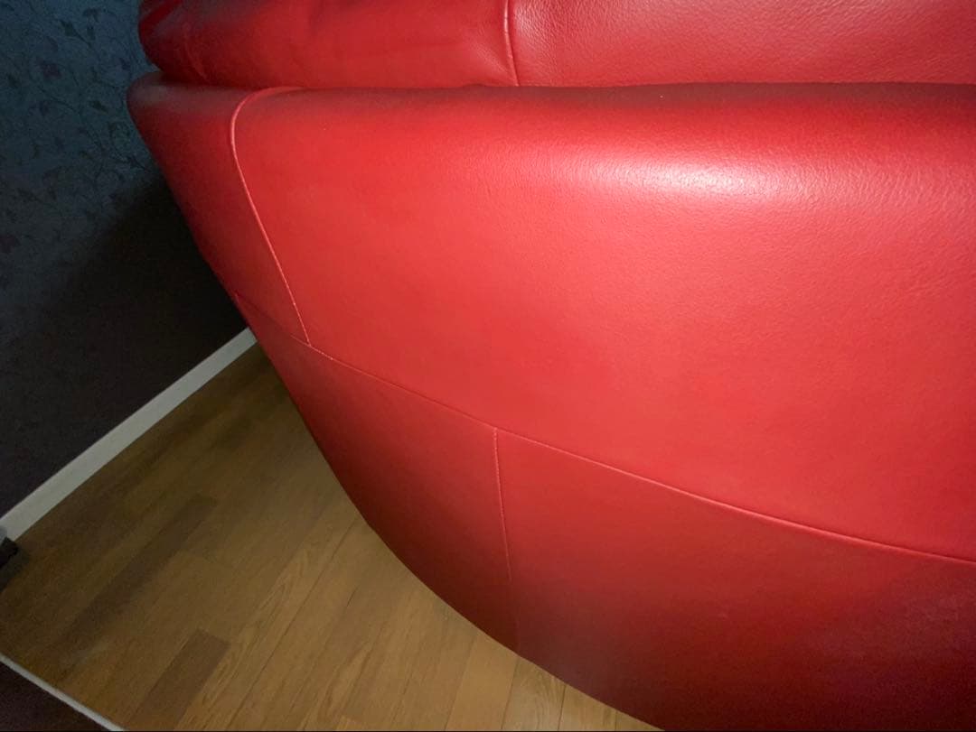 【美品】【本革】存在感抜群！高級赤レザー L字ソファ 320cm※直接引取り