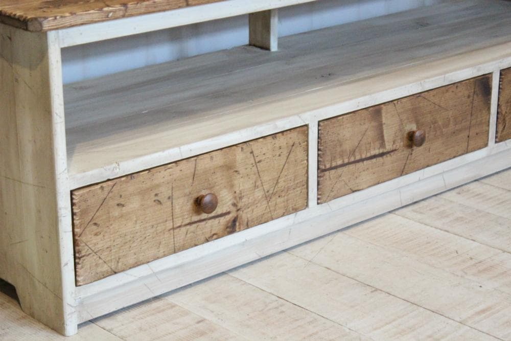 ダメージ加工　ホワイトシャビーテレビ台140　アンティークホワイト