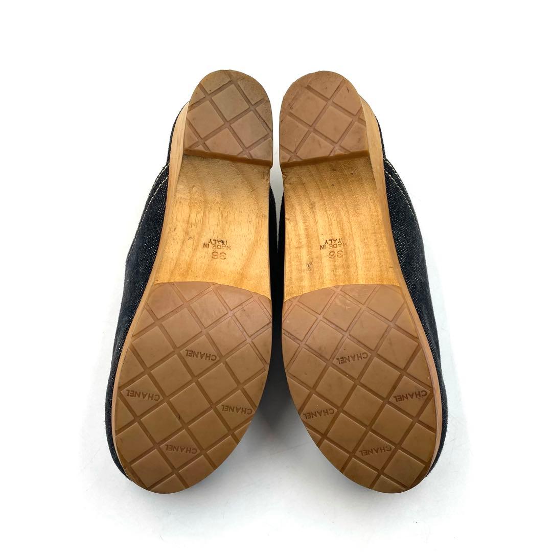 シャネル デニム サンダル サボ ココマーク インディゴブルー 36 付属なし